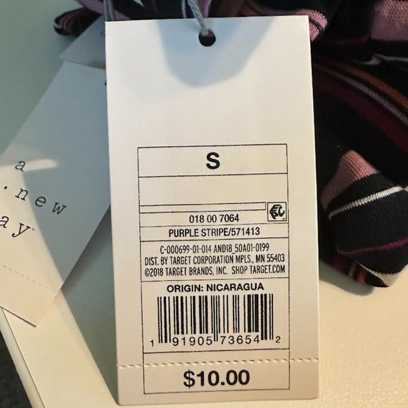 A New Day Women's Purple Black Striped Long Sleeve T-Shirt Size S - Picture 3 of 3